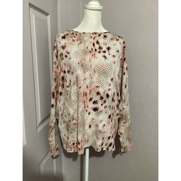 Ciara Sun Woo Tops - Clara Sun Woo Reptile Print Long Sleeve Pullover Blouse L